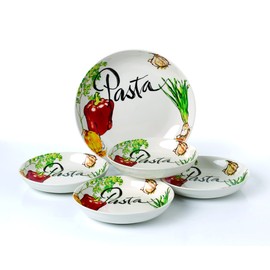 Lorren Home Trends 5Piece Porcelain Pasta Set Vegetable Design, Multicolor