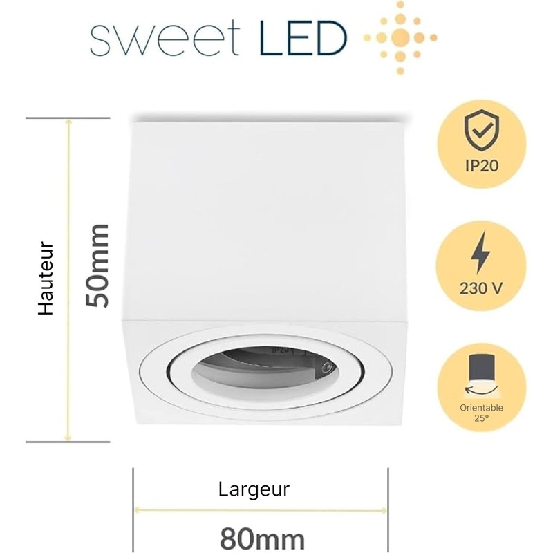 Sweet Led Ceiling spotlights, flat, surface-mounted spotlights, white, matt, surface-mounted