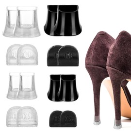 OHREN High Quality Heel Protectors for High Heels, Rubber Heel Protector, Non-Slip Heel Protection, Replacement Caps for Weddings & Outdoors, 8 Pairs in 4 Sizes (XS, S, M, L), Black & Transparent