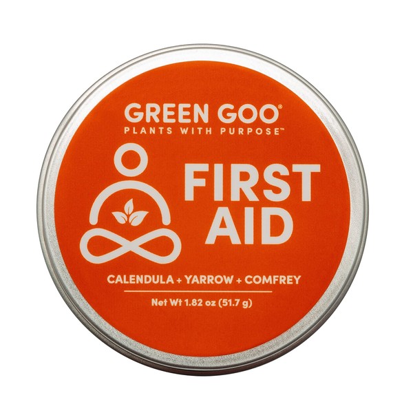 Green Goo Natural Skin Care for Cracked Hands and Feet, White, First Aid, Large Tin, 1.82 Ounce