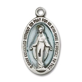 Bliss Sterling Silver Miraculous Medal Catholic Pendant Necklace 18" Chain GiftBox