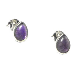 Sterling Silver 5x7mm Purple Amethyst Teardrop Stud Earrings