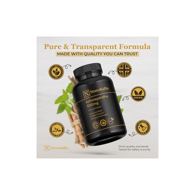 Ashwagandha Extract 500mg Capsules – 90 Vegan Capsules – Daily