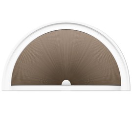 Half Circle Window Shade,Arch Window Curtain Blackout for Indoor Windows,Half Moon Window Shade No Drill Cellular Shades for Windows Thermal Insulated UV Protection Radius 36" (Coffee)