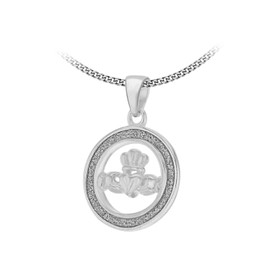 Tuscany Silver Women's Sterling Silver Stardust Claddagh Pendant on Curb Chain 46 cm, Sterling Silver