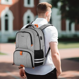 Ytonet Gym Backpack For Men Women, Travel Backpack With Shoe Compartment USB Charging Port, Water Resistant Medical Laptop Backpack Fit 15.6 Inch Notebook, Camping, Hiking, College, Grey