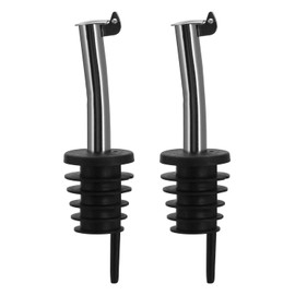 Westmark 2 Spirituosen-Ausgießer für Flaschen, Mit Klappe und Luftröhrchen, Kunststoffkorken, Rostfreier Edelstahl, Inox Eco-Pour, Schwarz/Verchromt, 45572280