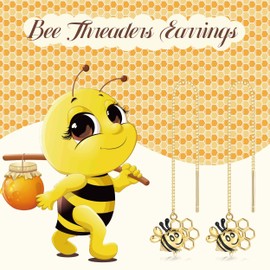 SOLOLIKE Gold Bee Earrings for Women: Sterling Silver Bumble Threader Earring Dangle Drop Earrings Long Chain Tassels Hypoallergenic Earrings Earring Cute Jewelry Gifts for Daughter