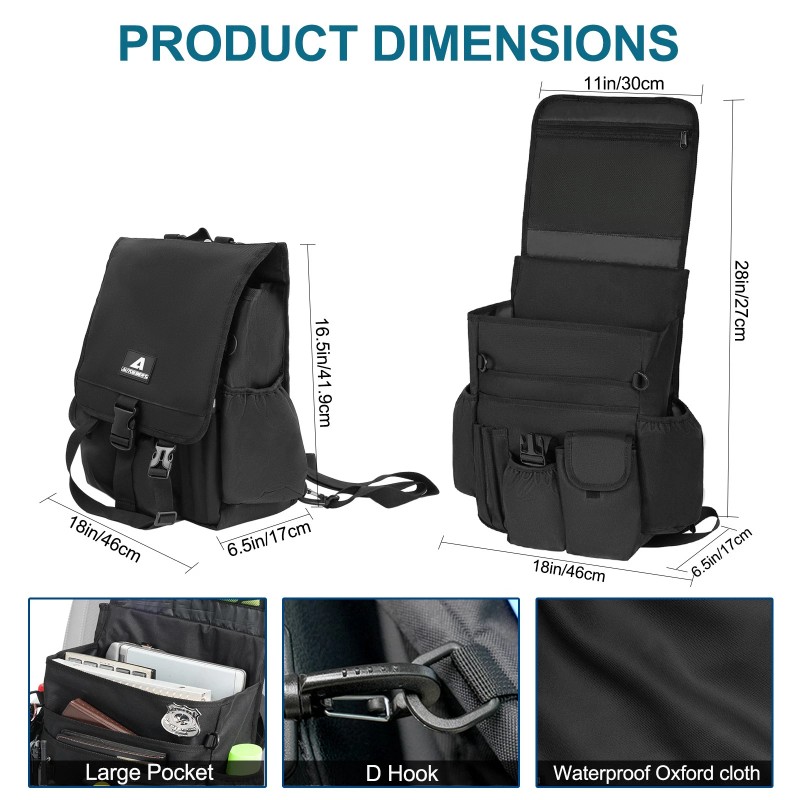 AUTOXBERT Car Front Seat Organizer Backpack Patrol Bag Storage Police