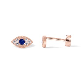 PAVOI 14K Gold Plated Solid 925 Sterling Silver Post Flat Back Stud Earrings for Women | Cartilage Helix Piercing | Cubic Zirconia Earrings, Rose Gold, Cubic Zirconia
