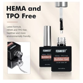 FZANEST Hema Free Builder Nail Gel, Clear Hard Builder Gel for Nail Apex and