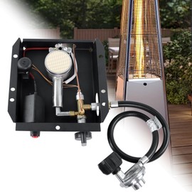 7 Bolt patio heater glass tube burner module replacement part 47000 BTU (including hose and regulating valve assembly kit）, suitable for square glass tube patio heaters, compatible with 3/4/7bolt