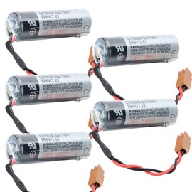 PROTOW 2400mAh ER6V/3.6V ER6VC119B ER6VC119A PLC Battery for M64 System and CNC Machine Non-Rechargeable Lithium Battery with Brown Plug (Pack of 5)