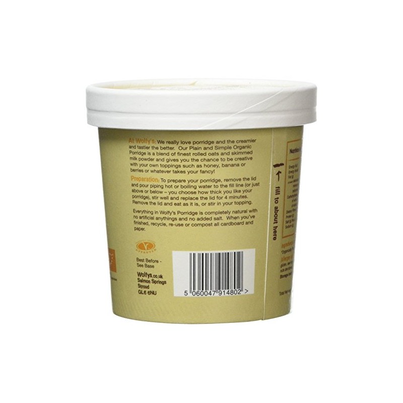 Wolfy's Organic Plain and Simple Porridge, 60 g, Pack of