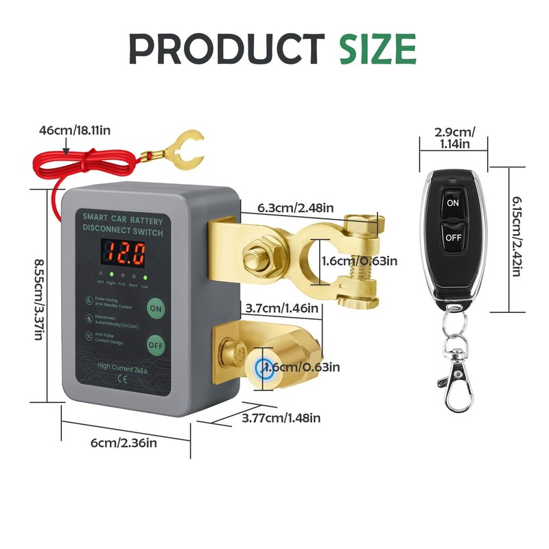 DZG Remote Battery Disconnect Switch DC 12V 240A Anti-Theft Car