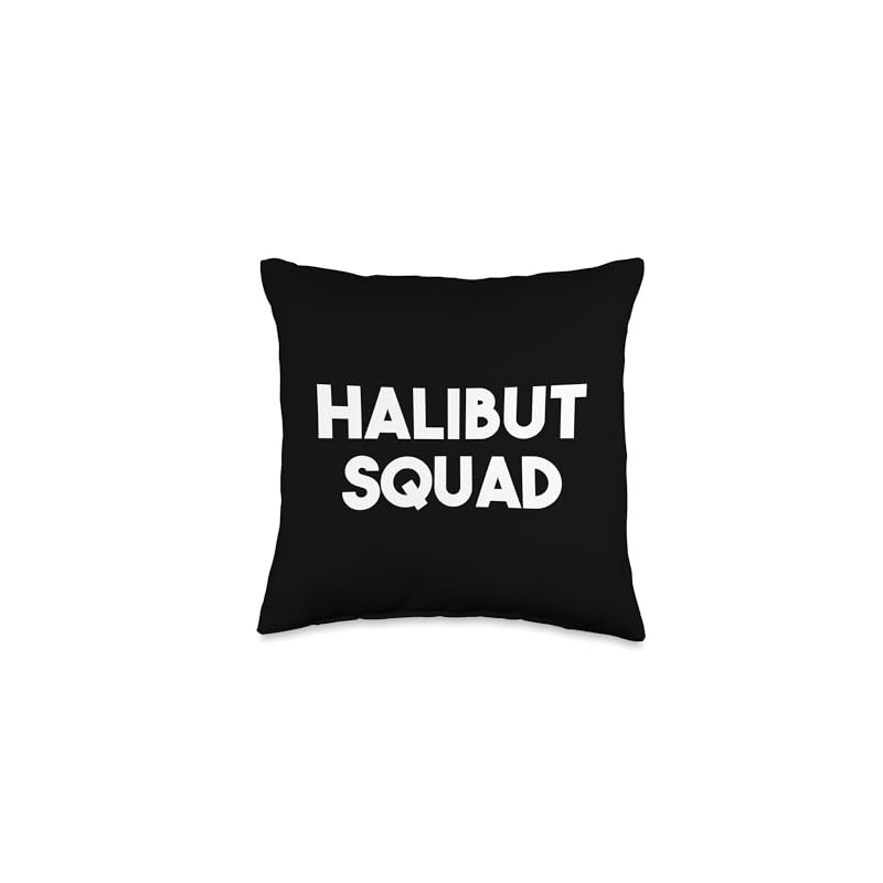 Halibut Squad - Funny Halibut Fish Lover Throw Pillow