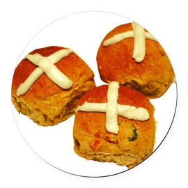 CafePress Hot Cross Buns_Tr 5.5" Round Car Magnet Magnetic Bumper Display