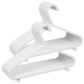 LIVIVO Set of Plastic Children’s Hangers Set for Kids, Toddlers and Nursery Storage with Strap Hooks - Pack of 40 - White