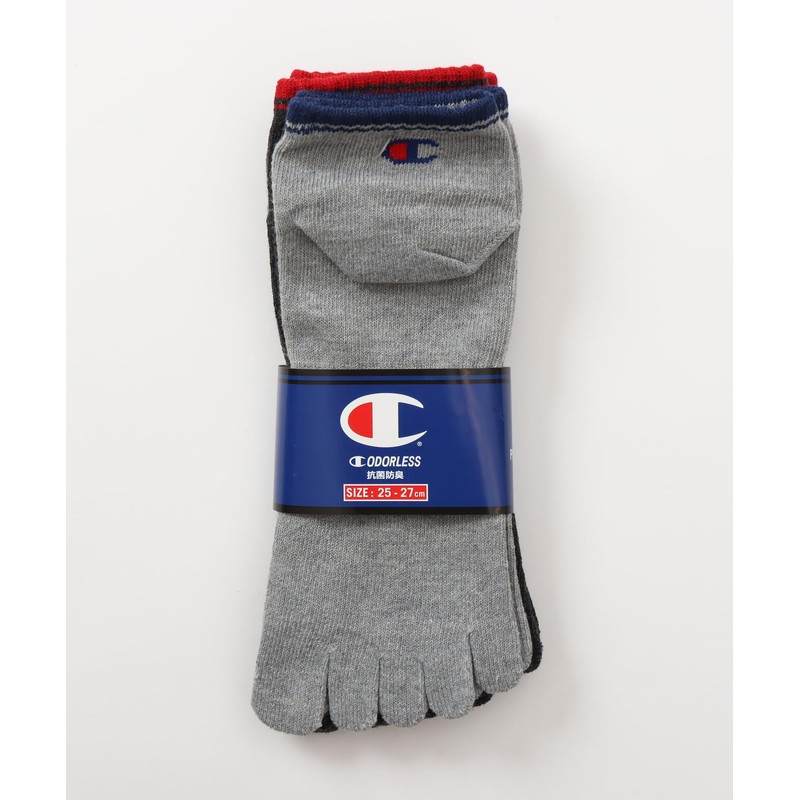 Champion CMSCX301 Socks (3 Pairs) Antibacterial Deodorization Non-Pile, 5 Toe