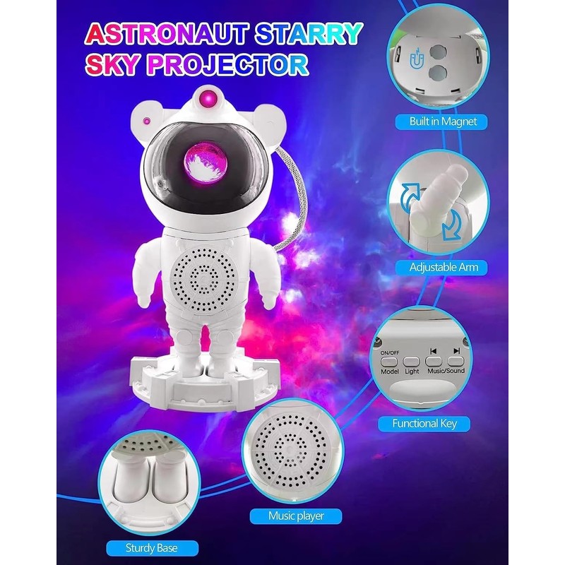 FotuYogo Astronaut Star Projector Night Light for Bedroom with Bluetooth