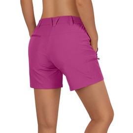 Outdoor Ventures Women's Hiking Shorts Stretch Lightweight Golf Shorts Quick Dry UPF 50+ 5 inch Cargo Short for Camping Raspberry Red