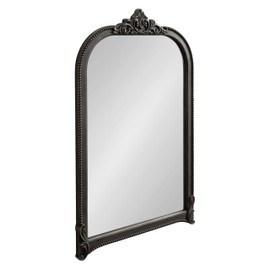 Kate and Laurel Hubanks Vintage Decorative Tall Arched Mirror; 24 x 38; Black; Large Antique Statement Arch Mirror for Dresser or Mantel Home Decor Options