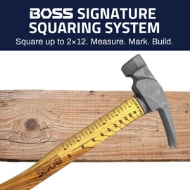 Boss Hammer 16 oz. Ti64 Construction Grade Titanium Hammer - Tennessee Hickory Handle - Framing Square, Rip Claw Design, Magnetic Nail Starter, Milled Face - Made in the USA - BH16TIHI18M