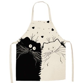JFAN Karikatur Schürze Küchenschürze Für Damen Herren Katzen-Motiv Modische Aprons Lustige Schürze B-Paare Katze