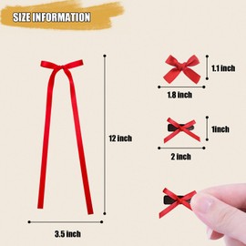 SAOROPEB Mini Hair Bows for Women Girls Cute Hair Clips Small Alligator Long Tail Hair Ribbon Accessories -3 Styles -22P - Red