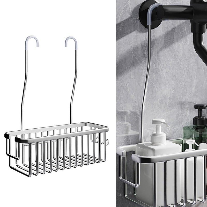 Hanging shower rack, bathroom storage rack, shampoo bracket, Space Aluminum