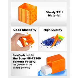 Selens TPU Air Bladder NP-FZ100 Camera Battery Case Bag Box for Sony NP-FZ100 Battery (Orange 2 Sections)