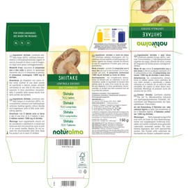 Shiitake (Lentinula edodes) Mushroom Naturalma | 150 g | 300 Tablets of 500 mg | Dietary Supplement | Natural and Vegan