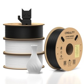 Creality Creality PETG Filament 1.75mm, Hyper PETG Filament High Speed 30-600mm/s High Toughness Chemical Resistance 3D Printer Filament, 1KG*4 Cardboard Spool Fit Most 3D Printers (Black*2+White*2)