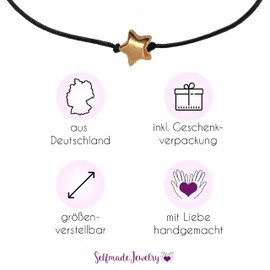 Selfmade Jewellery ® Star Bracelet / Lucky Charm Bracelet With Stars, Ladies, Girls, Women, Handmade, Base Metal, Rose-Gold