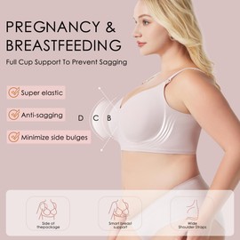 SUNSHE Nursing Bras for Breastfeeding, Seamless Ultra Comfort Nursing Bra, Classic Maternity Bra Nursing Bras for Women Pink