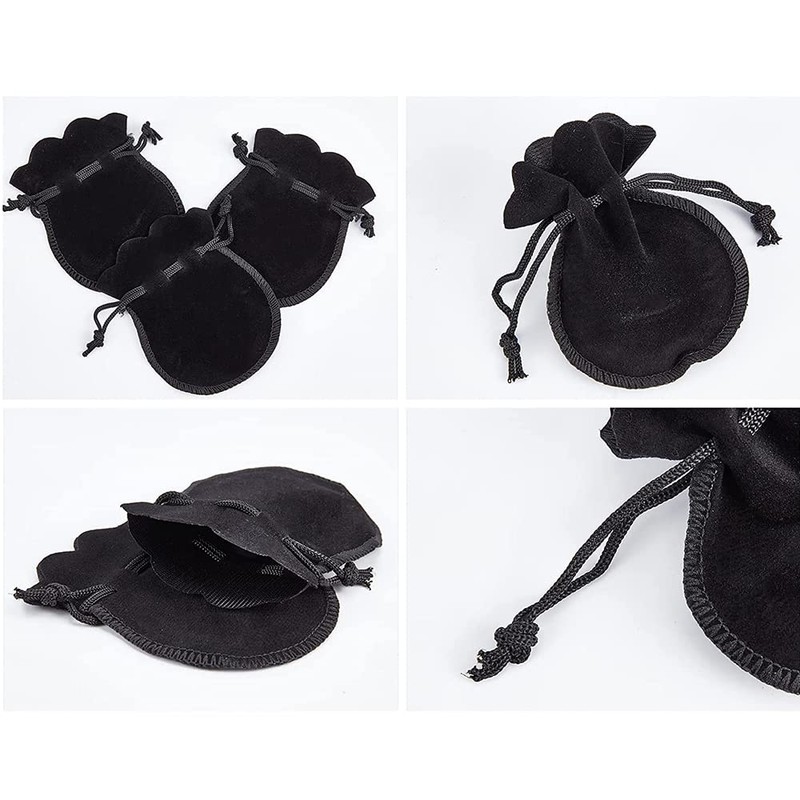 Drawstring Bags, Faux Velour, Set of 10, Jewelry Pouch, Accessory