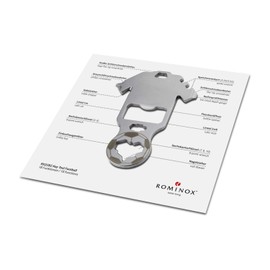 Gift Item: Rominox Key Tools, Various Designs, Key Tool / Key Fob, Stainless Steel Multitool, Includes Functional Description, Multifunctional Tool for Travelling or Holidays