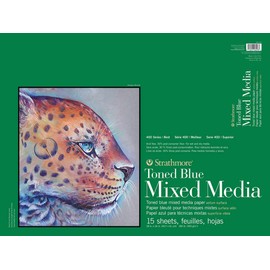 Strathmore 400 Series Toned Blue Mixed Media Pad, 18"x24" Glue Bound, 15 Sheets per Pad