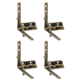 uxcell 10Pcs Box Quadrant Hinge, 30.5x40mm Box Hinge Cases with Side Rail Retaining Arm 90 Degree Folding Support Hinges for Jewelry Wine Wooden Box, Bronze