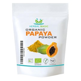 Herbal Magic's Organic Green Papaya Fruit Powder / Carica Papaya - Give Your Smoothies That Extra Wow with Our Exotic Papaya Powder! Natural Face Mask - Free from Fillers & Preservatives - 200g