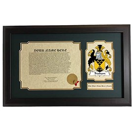 Tresham - Coat of Arms and Last Name History, 14x22 Inches Matted and Framed