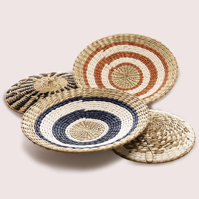 DECCARO Boho Wall Basket, Black, Medium