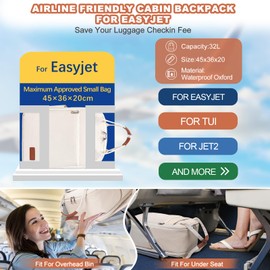 Hayayu Designed for Easyjet Underseat Cabin Bag 45x36x20 New Easyjet,Large Travel Backpack Rucksack for Men and Women, Hand Luggage Bag Carry on Bag Under seat Cabin Bag