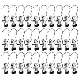 Yihurlm Boot Hangers for Closet,30 Pack Laundry Hooks with Clips,Stainless Steel Boot Hanger Clips,Portable Hangers Single Clip Space Saving Boot Clips for Hanging (Black)