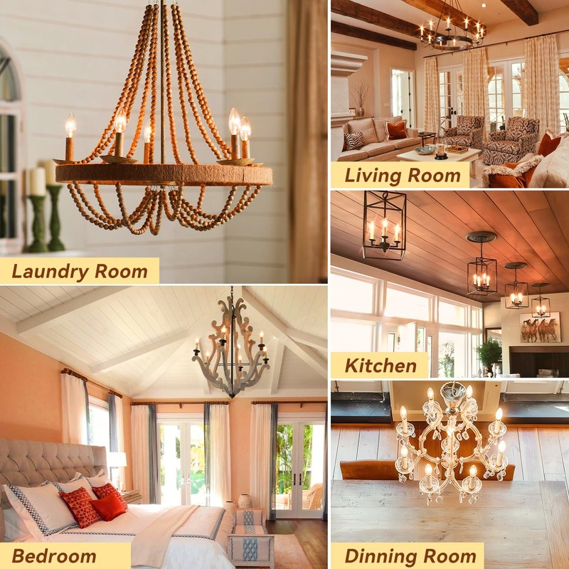 TJOY LED Candelabra Bulbs Dimmable, 60W Equivalent Chandelier Light Bulb,