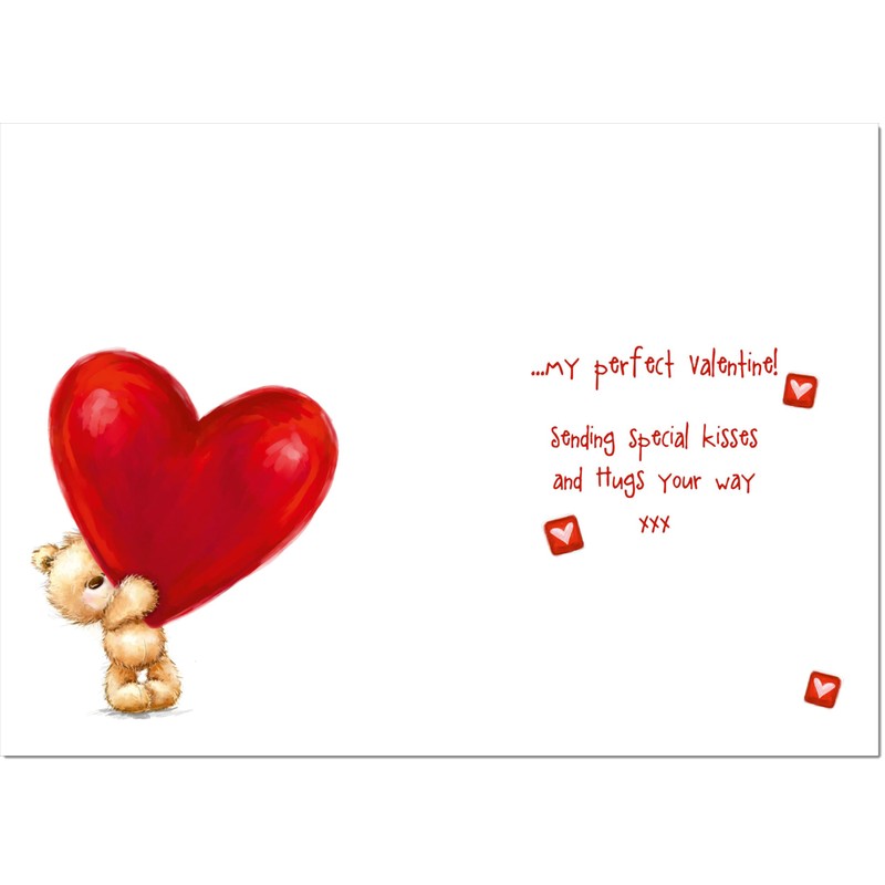 doodlecards Husband Valentine's Day Card Teddy and Giant Love Heart