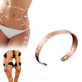 Pulsera de Cobre para Mujer, Apariencia Elegante, Drenaje Linfático, Pulsera Magnética, Regula los Patrones de Sueño, Diseño Abierto de Cobre Puro para el Hogar (B color rojo