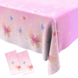 Butterfly Tablecloth 2 Pack Pastel Plastic Tablecloth Butterfly Table Cloth Disposable Butterflies Table Cover for Butterflies Baby Shower Decoration Spring Theme Birthday Party Supplies 108 x 54 Inch