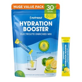 nutrazul Nutrazul Hydration Booster, Barras de electrolitos en polvo con sodio, potasio, vitaminas B6 y B12, sin edulcorantes artificiales, 30 barras