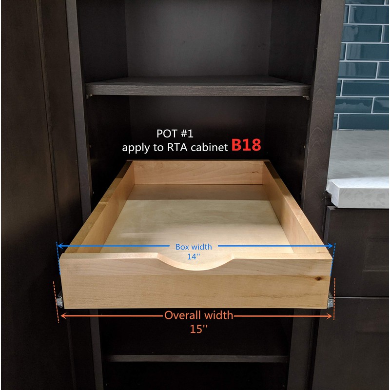 Elysian 14" Pull Out Kitchen Drawer for 18" Cabinets, Birch